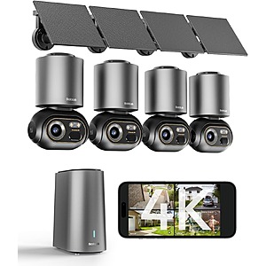 4 Pack BOTSLAB W510 4K Wireless Security Cameras With Solar Panels and Local Storage Base Station (No Subscription Required) $341.99 + Free Shipping