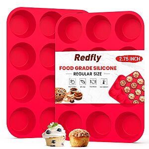 Amazon – Redfly 2-Pack 12-Cup Silicone Muffin Pans - $5.99 w/ Code