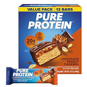 [Prime, SnS] $12.11 | 12-Pack 1.76-Oz Pure Protein Bars (Chocolate Peanut Caramel) at Amazon