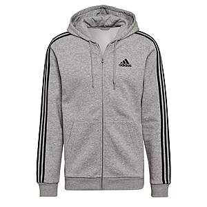 adidas men Essentials Fleece 3-Stripes Full-Zip Hoodie from 20.8 + Free Shippng $20.8