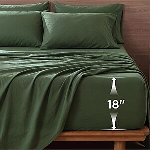 [Prime] 6-Pc Bedsure King Deep Pocket Sheet Set (Olive Green) $20.34 + Free Shipping