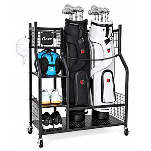 PLKOW Golf Bag Storage Rack for Garage, Golf Equipment Organizer $75.98