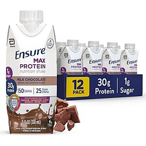 [Prime, SnS, AC] $14.26 | 12-Pack 11-Oz Ensure Max Protein Nutrition Shake (Chocolate) at Amazon