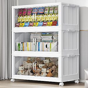 BROVIEW V60 420QT Plastic Stackable Storage Bins, 3Pack White $58.99 + Free Shipping
