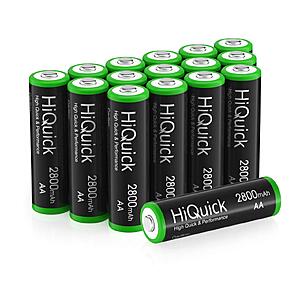 HiQuick AA Rechargeable Batteries 2800mAh - High Capacity Performance 16 Pcs Rechargeable AA Battery $18.4