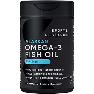 [Prime, SnS, AC] $14.37 | 120-Count Sports Research Fish Oil Mini-Softgels, 625mg at Amazon