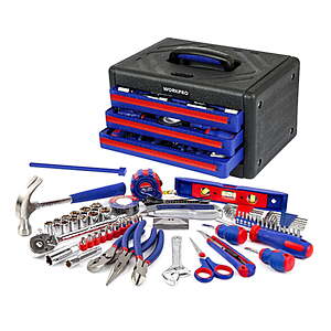 WORKPRO 125-Piece Auto Repair Tool Set, 3-Drawers $40.49