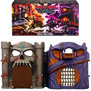 [Prime] Masters of the Universe Battle for Eternia Castle Grayskull & Snake Mountain 2-in-1 Playset w/ Golden Armor Skeletor Figure $54.99 + Free Shipping