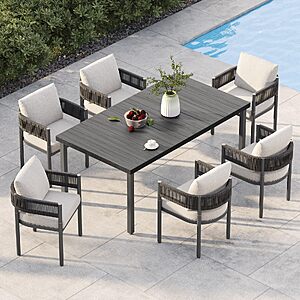 Grand patio Outdoor Dining Set for 6, 7 PCS Patio Table and Chairs Set