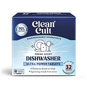 [Prime] 32-Count Cleancult Dishwasher Detergent Pods (Lemon Verbena) $4.14 w/ S&S + Free Shipping