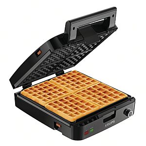 $59.99: KRUPS 4-Slice Belgian Waffle Maker, Silver/Black