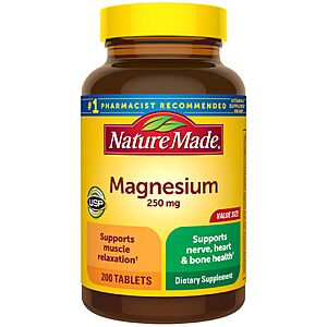 Nature Made Magnesium Oxide 250 mg for Muscle Relaxation, 200 Tablets S&S 5% $4.51 with 15% $4.04