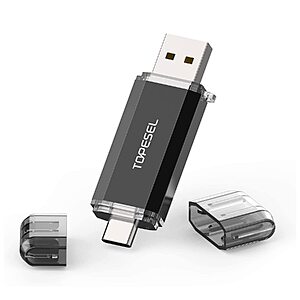 TOPESEL Type C 256GB USB C Flash Drive Dual 2-in-1 Thumb Drive USB 3.0/3.2 Gen1 Drive 256 GB USB-C Memory - $29.69