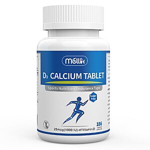 Calcium Supplement Vitamin D3 1200mg Magnesium Mini 186Tablets Sugar Free Unflavored Slow Release Bone Health - $6.74 after coupon