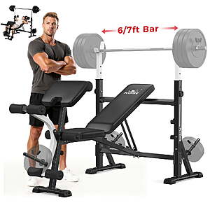 FLYBIRD Adjustable Weight Bench Set, 900lb Multi-Function Full Body Workout Weight Bench With Leg Extension for Home Gym $138.98