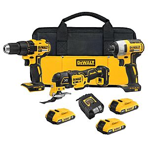 $299: DEWALT 20V MAX 3-Tool Brushless Combo Kit, Drill, Impact Driver & Oscillating Tool, 3 Batteries + Charger at Amazon