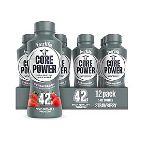 [Prime, SnS, AC] $27.94 | 12-Pack 14-Oz Core Power Elite High Protein Shake (Strawberry) at Amazon