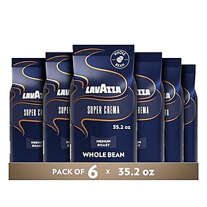 [Prime, SnS, AC] $91.99 | 6-Pk 2.2-Lb Lavazza Medium Roast Whole Bean Coffee (Super Crema) at Amazon