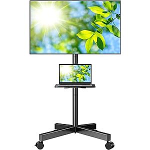 [Prime] $37.99* | Perlesmith Mobile TV Stand w/ Wheels (For 23"-60" TVs; Up to 88lbs) at Amazon