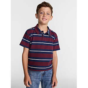 Wonder Nation Boys' Short Sleeve Stripe Pique Knit Polo Shirt (Dark Cherry, Seashell White, Sizes S-XLH) $3.00 + Free S&H w/ Walmart+ or on $35+