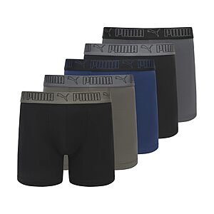 [Prime Day] PUMA Men's 5-Pack Performance Boxer Briefs, Olive/Black/Blue/Grey, Small $16.73