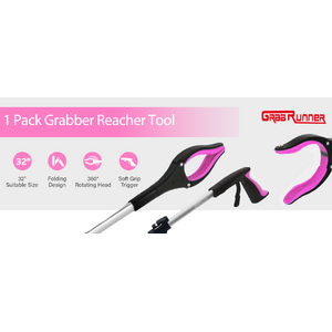 $7.83/1 or $13.48/2 AC 32" Grabber Reacher Tool,   Grabbers with 4" Wide Anti-Slip Jaw Foldable Reacher Grabber Pickup Tool with Rotating Head & Magnet for Seniors,