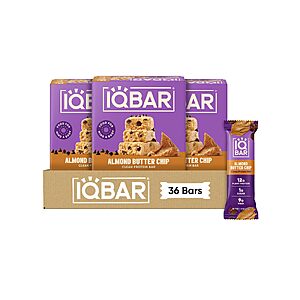 [S&S] IQBAR Clean High Protein Bars, Low Sugar Snack, Almond Butter Chip 36ct $48.57