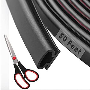 [Prime] $10.93* | 50' Fingwerk D-Shape Rubber Weather Stripping Door Seal Strip w/ Scissors at Amazon