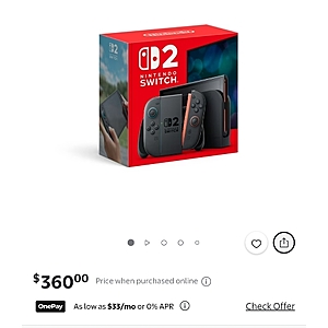 Open Box Nintendo Switch 2 Console from Walmart $360.00