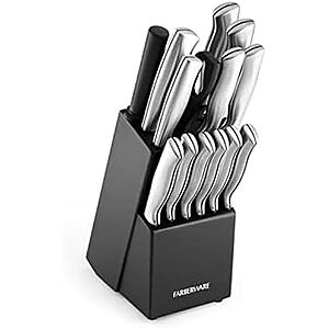 [Prime] $19.98* | 15-Pc Farberware High Carbon Stamped Stainless Steel Knife Set at Amazon