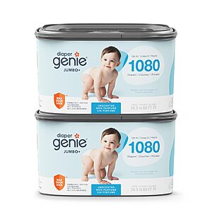 [S&S] Diaper Genie Jumbo+ Square Refills 2-Pack with Continuous Film, 1080 Count $26.7