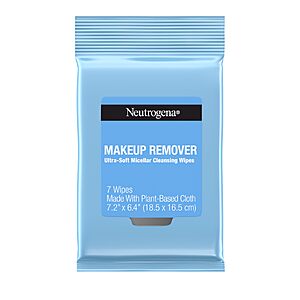 $1.19 or less S&S/Q Neutrogena Makeup Remover Wipes, 7 ct, Travel Pack