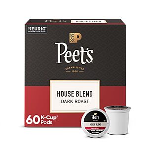 Peet's Coffee Coffee Pods, Dark Roast, House Blend, 60 K Cups~$34.15 With S&S @ Amazon