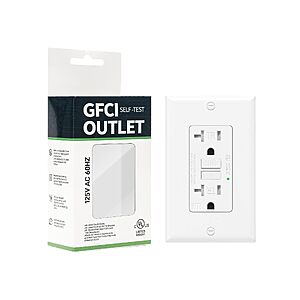 $7.98 Prime 1-Pack 20 Amp GFI Electrical GFCI Outlet Self-Test Tamper Resistant (TR) Weather Resistant (WR) Ground Fault Receptacle with LED Indicator UL Listed