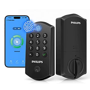 Philips Wi-Fi Smart Lock for Front Door, Fingerprint Keyless Entry $75.99