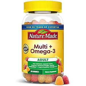 [SnS, AC] $4.96* | 80-Count Nature Made Multivitamin + Omega-3 Multivitamin Gummies (Strawberry/Orange/Lemon) at Amazon