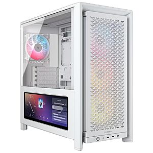 Prime Deal | CORSAIR Frame 4000D LCD RS ARGB Modular Mid-Tower ATX PC Case with XENEON Edge 14.5" 2K LCD Touchscreen – White $215.78
