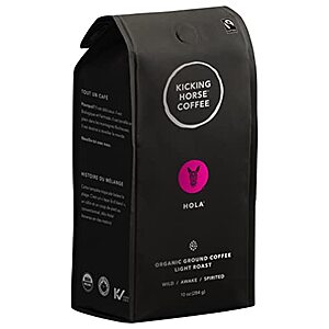 [Prime, SnS, AC] $27.99 | 6-Pack 10-Oz Kicking Horse Organic Light Roast Ground Coffee (Hola) at Amazon