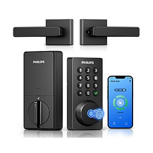 Prime: Philips WiFi Keypad Deadbolt with Handle, Built-in WiFi, APP Remote Control, Voice & Fingerprint Unlock, Flexible Codes, Auto-Lock, Backlit Keypad $104.99