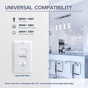 $9.09 PRIME ONLY  ETL CERTIFED ECOELER Dimmer Switch, Single Pole/3-Way Rocker Dimmer Light Switch, White or Ivory