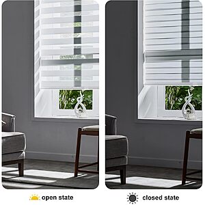 [Prime] 34" x 64" Persilux Cordless Zebra Window Blinds w/ Dual-Layer Light Filtering (White) $27.38 + Free Shipping