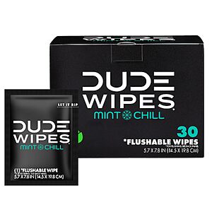 Prime Members: 30-Count DUDE Wipes Mint Chill Flushable Travel Wipes $6.82 w/ S&S + Free Shipping