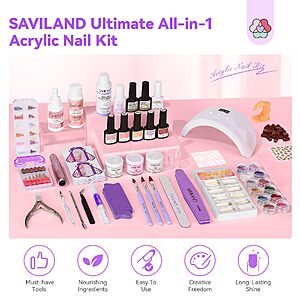 SAVILAND All-In-1 Acrylic Nail Kit with Drill & Nail Lamp $45.59