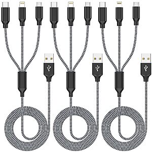 [Prime] 3-Pack 4-ft Xnewcable 3-in-1 MFi Certified Multi Charging Cable w/ USB-C, Micro USB & Lightning $4.24 ($1.41 each) + Free Shipping