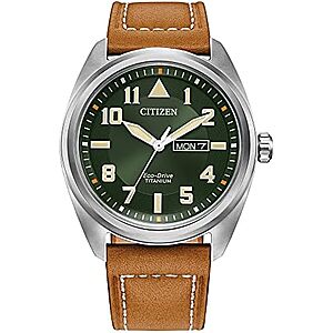 [Prime] $201.87* | CITIZEN Men's Eco-Drive Garrison 42mm Super Titanium Watch w/ Brown Leather Strap at Amazon