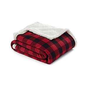 $8.57, Eddie Bauer - Sherpa Throw Blanket for Couch 50x60, Cabin Plaid Red, FS PRIME, Woot!