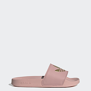 adidas men Adilette Lite Slides (colors:Wonder Mauve / Wonder Mauve / Matte Gold, Cloud White / Cloud White / Matte Silver) $8.8