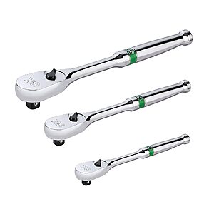 Prime, $62.69, SK 3-Piece Ratchet Set, 1/4", 3/8", 1/2" Drive Ratchet, 90-Tooth Pear Head