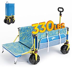 [Prime] Foldable Beach Wagon w/ All-Terrain Wheels, Flip-Out Tailgate & 330-Lb Capacity $39.99 + Free Shipping