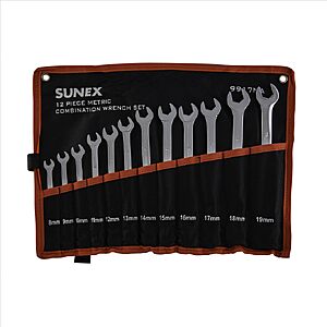 Prime, $32.13, Sunex Tools 9917MA Metric V-Groove Combination Wrench Set, 8mm - 19mm, Fully Polished, 12-Piece (Includes Roll-Case)